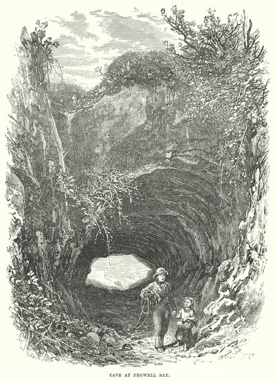 Gruta em Pegwell Bay (gravura) de English School