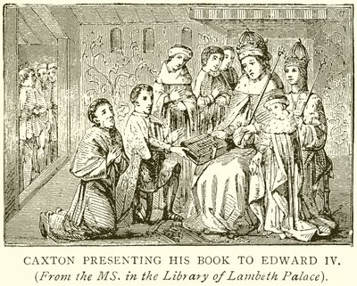Caxton Apresentando seu livro para Edward IV de English School