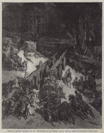 "Cedros do Líbano destinados à Construção do Templo", uma das Ilustrações da Bíblia de Gustave Dore (gravura) de English School