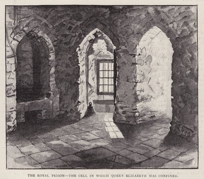 Cela na Torre de Londres na qual a futura rainha Isabel I foi presa em 1554 durante o reinado de sua meia-irmã Mary I (litho) de English School