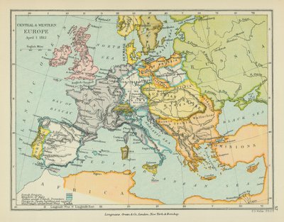 Europa Central e Ocidental (litografia a cores) de English School