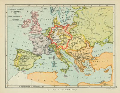 Europa Central e Ocidental (litografia a cores) de English School