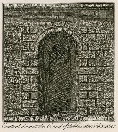 Porta central no extremo leste da câmara pintada de English School
