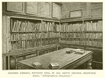 Biblioteca Acorrentada, Fundada em 1715, em toda a Igreja dos Santos, Hereford de English School