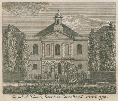 Capela de St James, Tottenham Court Road, Londres, erguida em 1792 de English School