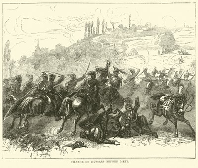 Carga de hussardos antes de Metz, outubro de 1870 de English School