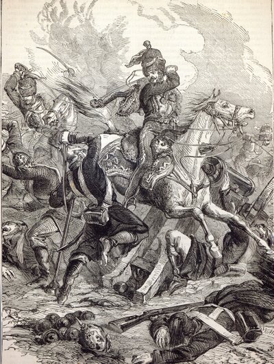Carga da Brigada Ligeira, ilustração de &39;História Ilustrada de Cassell da Inglaterra&39; de English School