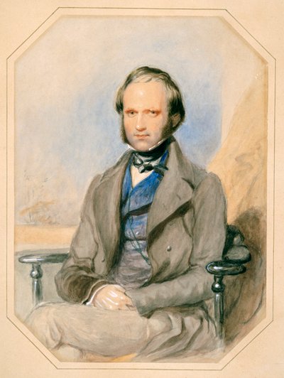 Charles Darwin (aguarela sobre papel) de English School