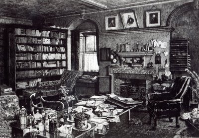 Charles Darwins estuda em Down House, 1882 de English School
