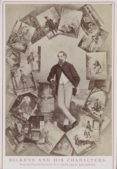 Charles Dickens e seus personagens, da foto original de WO Gray e W Broadfoot de English School