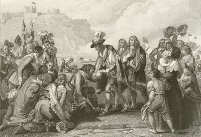 Charles II desembarque em Dover de English School