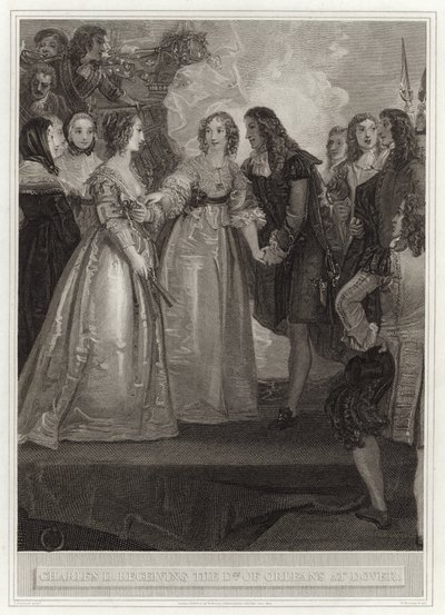 Carlos II recebendo a duquesa de Orleans em Dover de English School