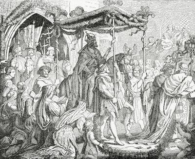 Carlos IV, Sacro Imperador Romano, visitando o Papa Urbano V em Avignon em 1365, 1882 de English School