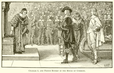 Charles I e Prince Rupert na Câmara dos Comuns de English School
