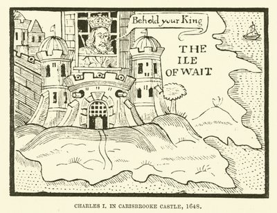 Charles I, no Castelo de Carisbrooke de English School