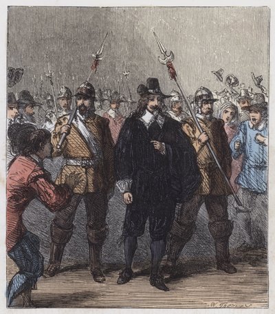 Carlos I, levado para a prisão (gravura colorida) de English School