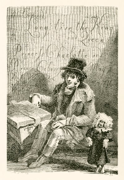Charles Wood, um cego, com um órgão e um cachorro dançando de English School