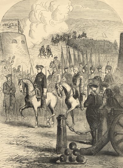 Carlos XII da Suécia que entra em Copenhague de English School