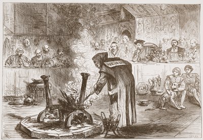 Charles vê o jogo das máscaras, ilustração da história do protestantismo por James Aitken Wylie (1808-1890), bar. 1878 de English School