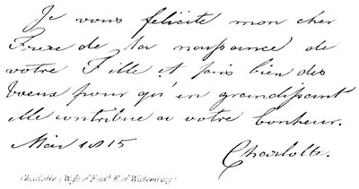 Charlotte, (esposa de Fredk K de Wirtemberg) de English School
