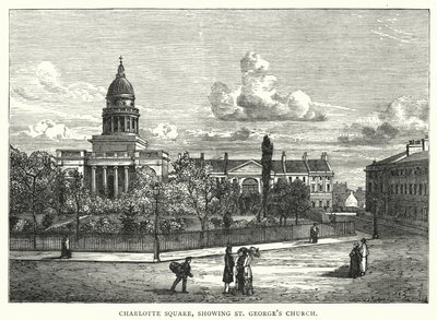 Praça Charlotte, mostrando a Igreja de São Jorge (gravura) de English School