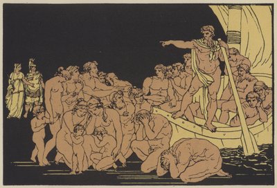 Caronte e os fantasmas (litografia a cores) de English School