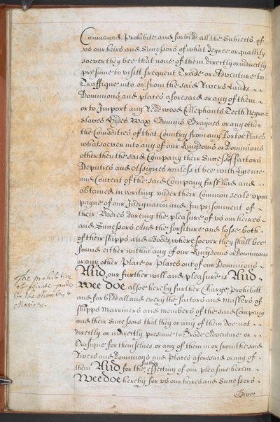 Carta concedida à Companhia dos Aventureiros Reais de Inglaterra que Negociam em África, Sloane MS 205, f.8v de English School