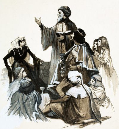 Chaucer recitando sua poesia de English School