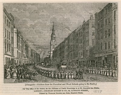 Cheapside - Crianças das escolas Paroquial e Ala indo para St Pauls, 1837 de English School