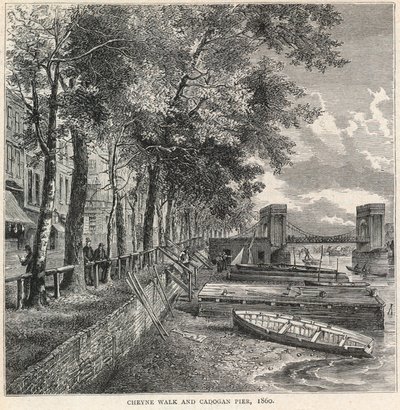Cheyne Walk e Cadogan Pier, 1860 de English School