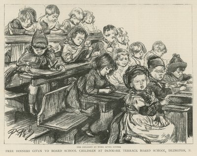 Crianças no trabalho depois do jantar de English School