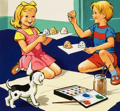 Crianças, ovos pintura de English School