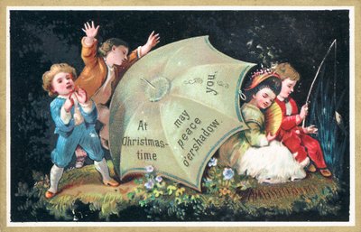 Crianças brincando e pescando, carro de Natal de English School