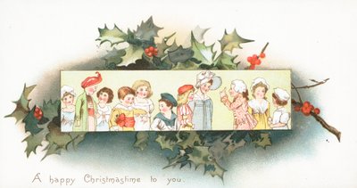 Crianças na fila, cartão de Natal de English School
