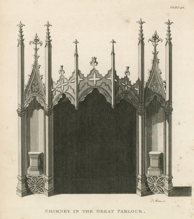 Chaminé no grande salão, Strawberry Hill, Londres de English School