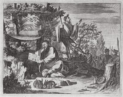 Homens sagrados chineses, ilustração de uma descrição de embaixadas para a China, 1690 de English School