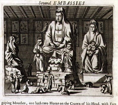 Ídolos chineses, ilustração de uma descrição das embaixadas na China de English School
