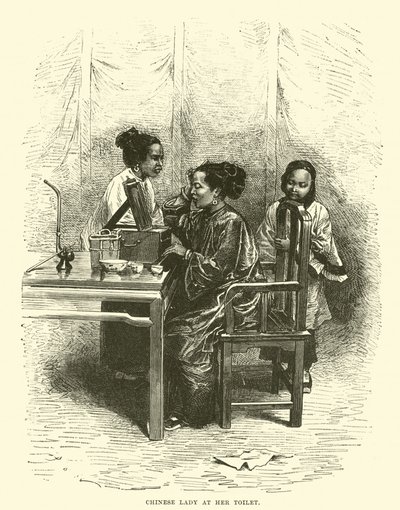 Senhora chinesa em seu banheiro de English School