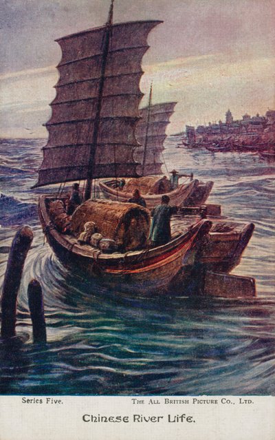 Vida fluvial chinesa (cor litho) de English School