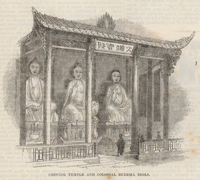 Templo chinês e colossais ídolos de Buda de English School
