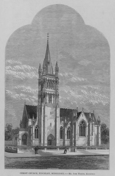 Christ Church, Finchley, Middlesex (gravura) de English School
