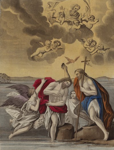 Cristo baptizado (cor litho) de English School