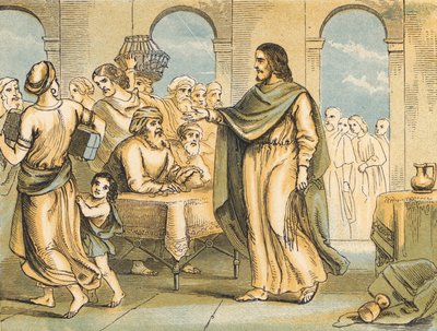 Cristo limpando o Templo (gravação colorida) de English School