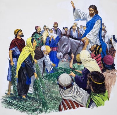 Cristo entrando em Jerusalém (guache sobre papel) de English School