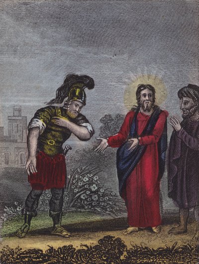 Cristo para Cafarnaum toma o seu caminho... (gravura colorida) de English School