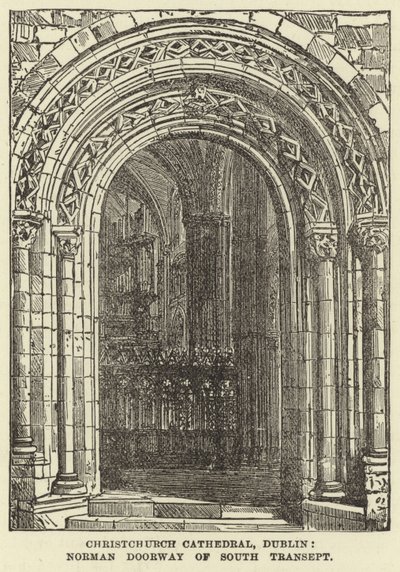 Catedral christchurch, dublin, normando, entrada, de, sul, transept de English School