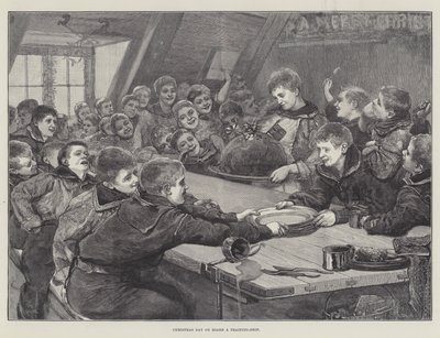 Dia de Natal a bordo de um navio de treino (gravura) de English School