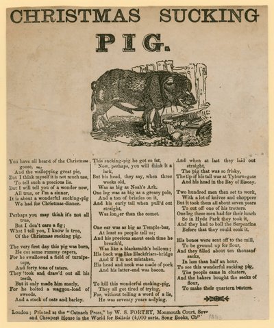 Natal chupando porco, verso datado de 1863 de English School