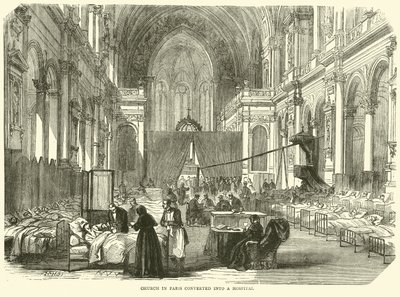 Igreja em Paris convertida em hospital, novembro de 1870 de English School