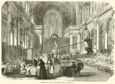 Igreja em Paris convertida em hospital, novembro de 1870 de English School